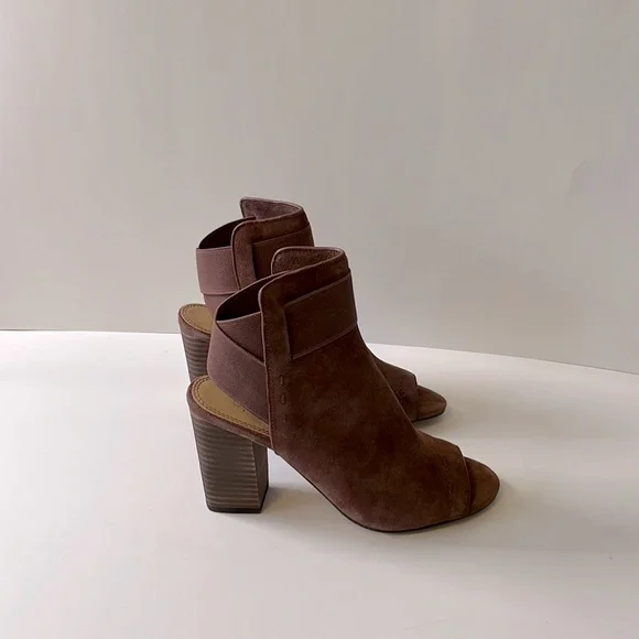 Splendid 'Open Toe Suede Booties, Burgundy, size 6.5 - Picture 4 of 11